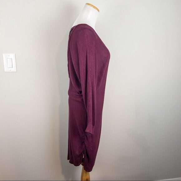 Torrid Womens Size 1X Knit Dress Burgundy  Lace Back Dolman Sweater Longsleeve - Picture 5 of 10